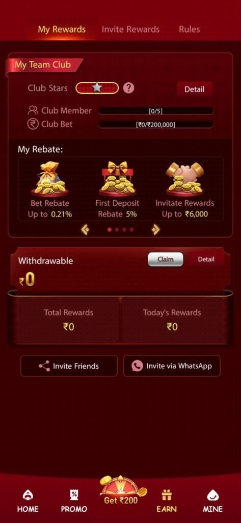 mahaclub game rewards invite friends earn money referral bonus rebate earning app India